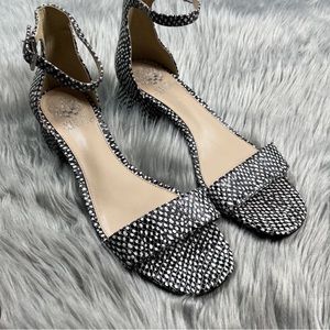 Vince Camuto Shetana Black White ankle Strap Sandal